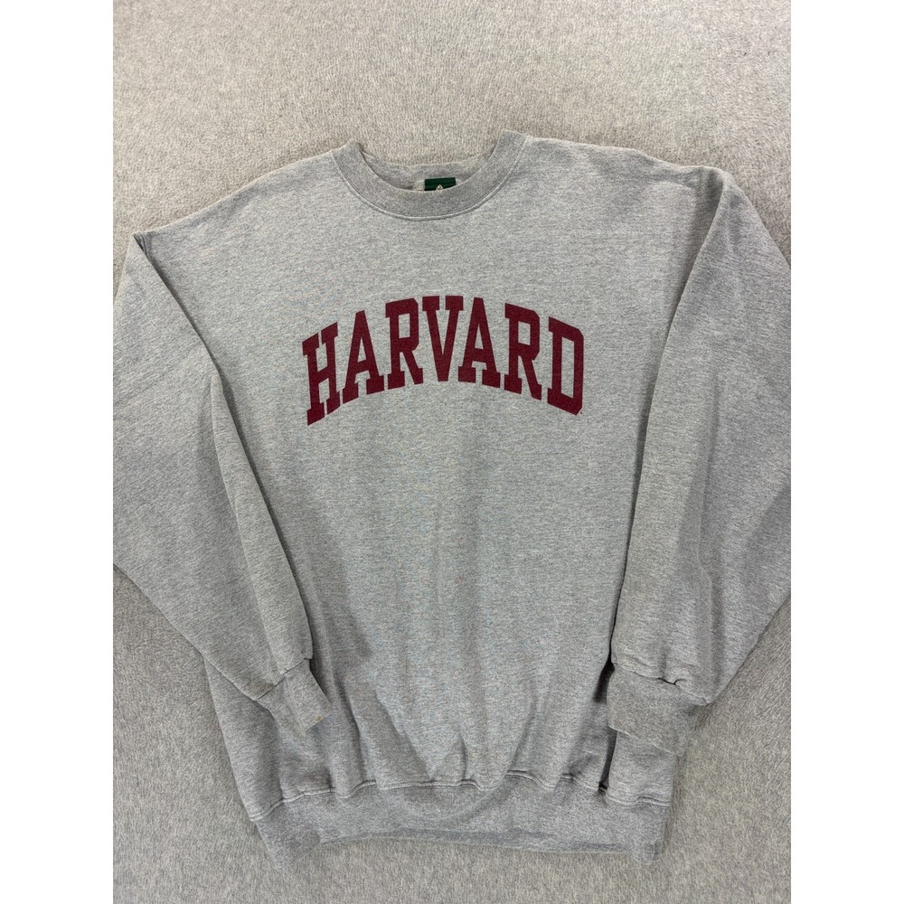 Harvard Crimson Screened Logo Campus Crew Sweatshirt (Men's Large) Gray
